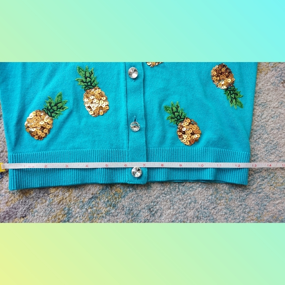 ALICE + OLIVIA Brady Sequin Pineapple Cardigan NWT - Picture 12 of 15
